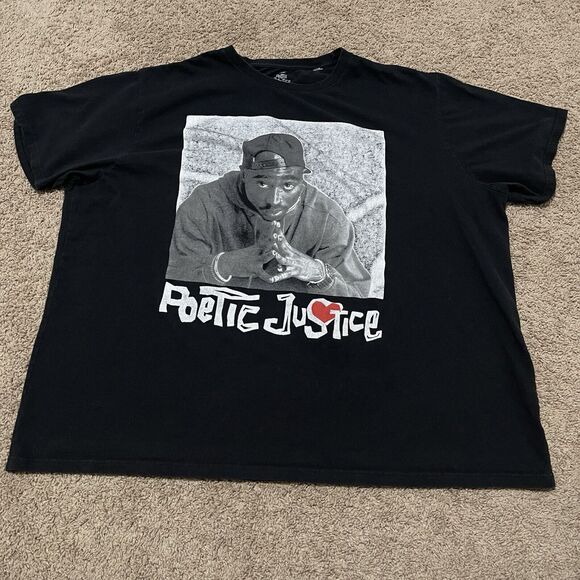 2Pac T Shirt Mens 4XL Black Tupac Shakur Poetic Justice Movie Lucky Hip Hop Tee - Picture 1 of 6